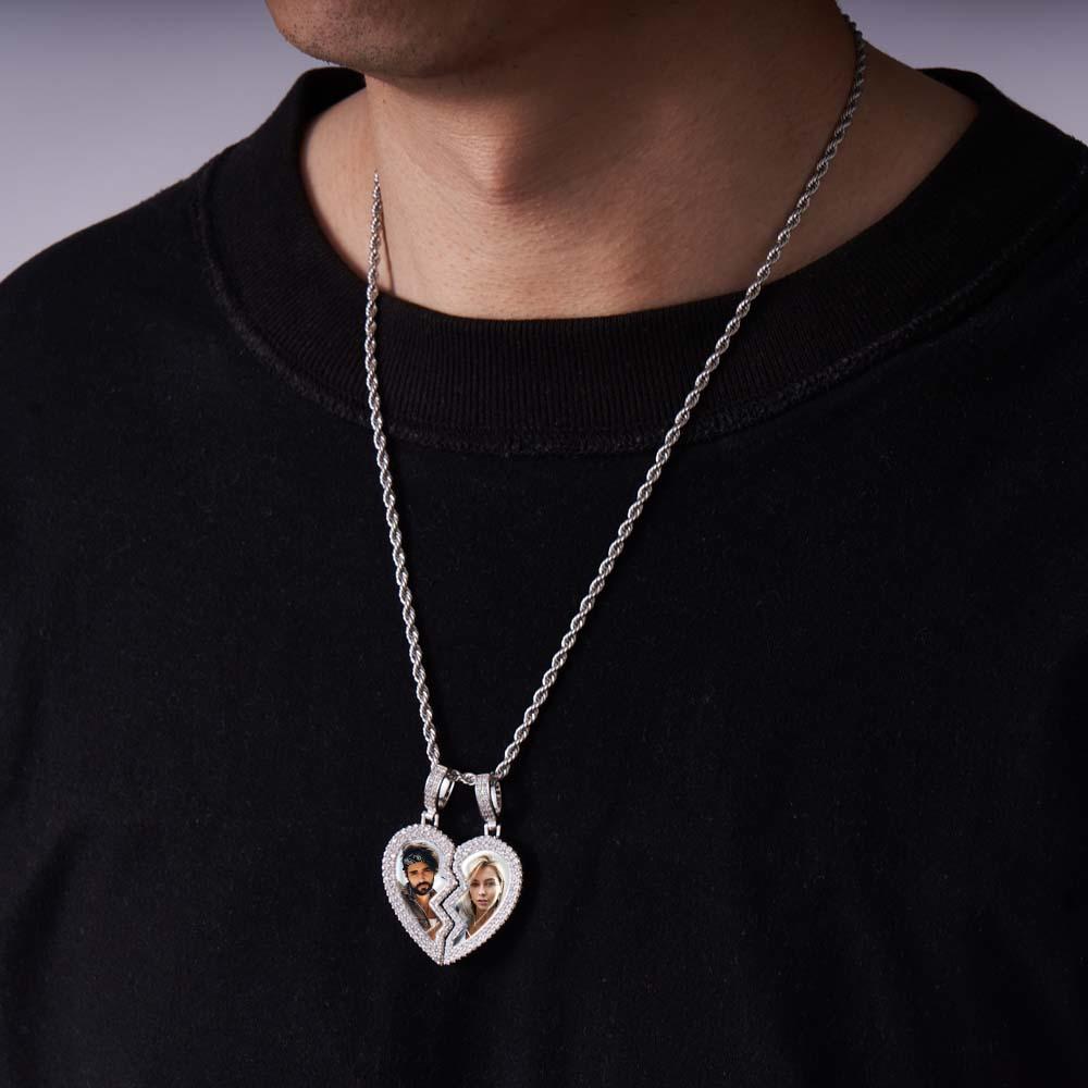 I Love You Forever - Personalized Couple Black Filter Photo Necklace