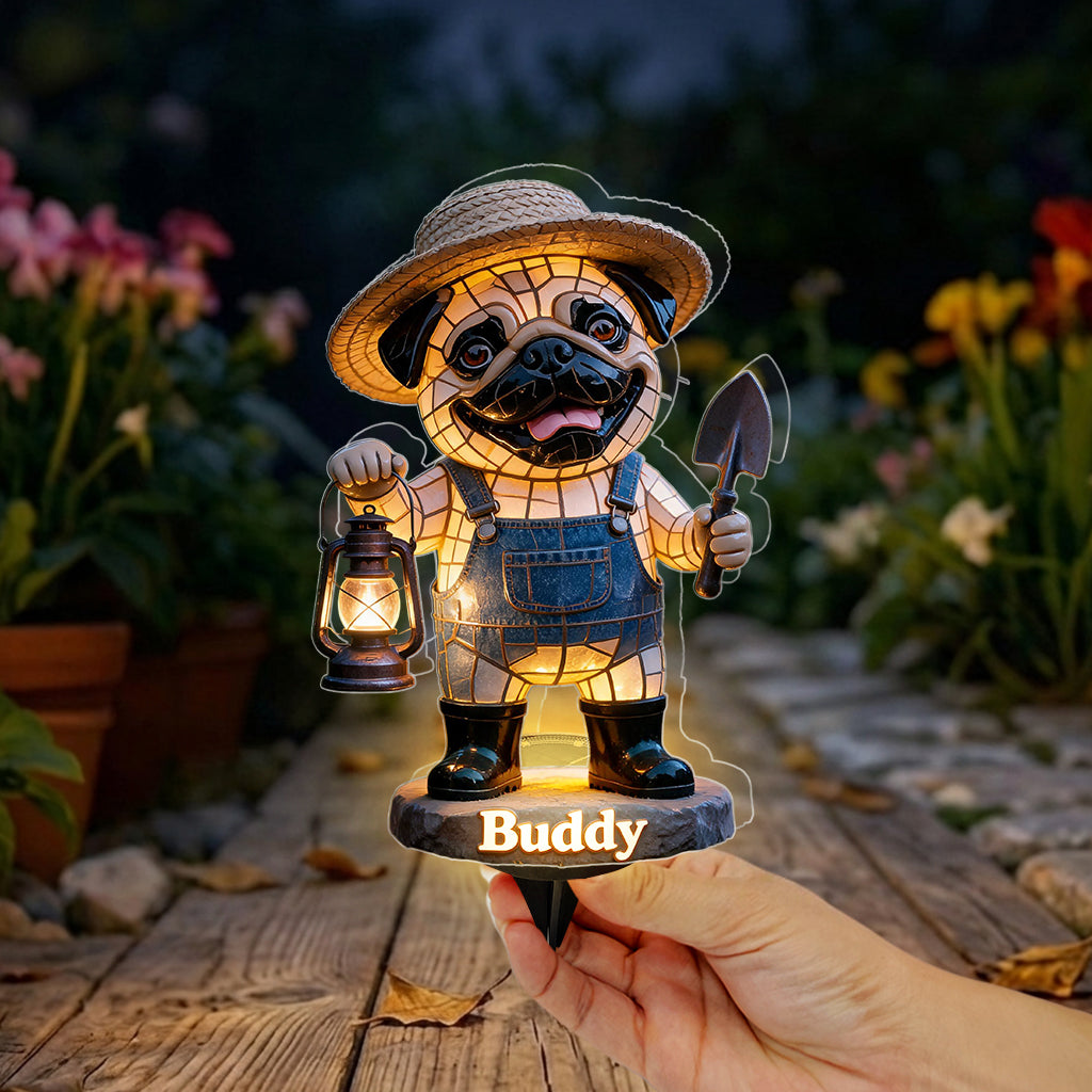 Custom Any Photo Gardening Decoration - Personalized Dog Solar Acrylic Light