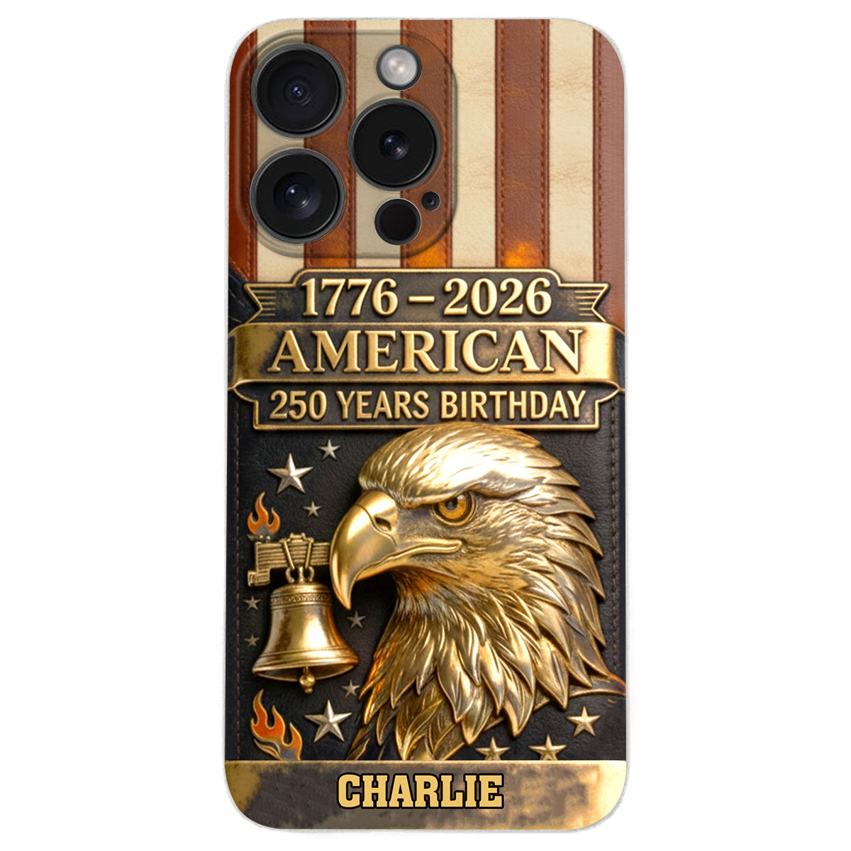 250th Anniversary - Personalized Bald Eagle Leather Phone Case