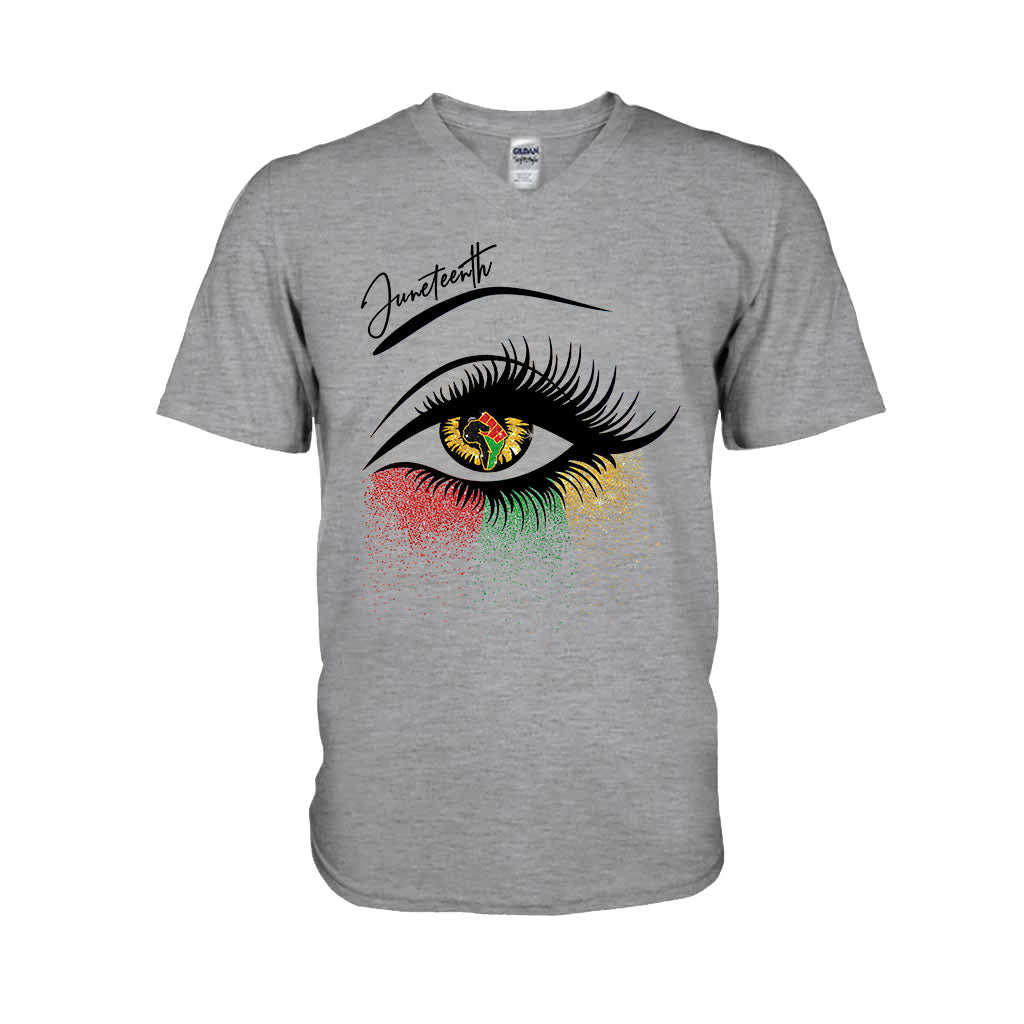 Juneteenth - African American T-shirt and Hoodie With Faux Glitter Print 112021