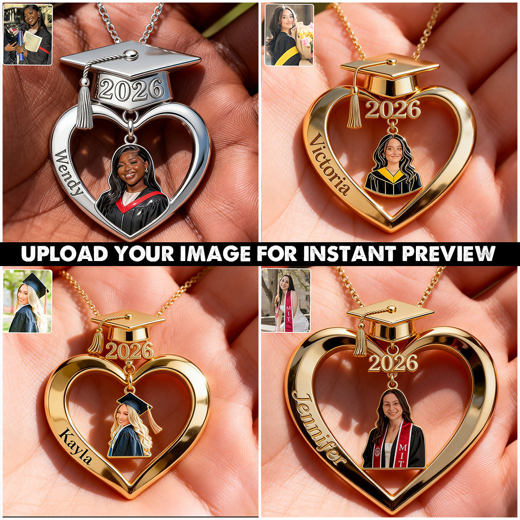 Graduation Class of 2026 - Personalized Graduation Shaped Metal Pendant Necklace