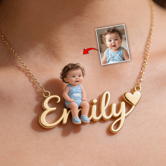 Custom Any Photo - Personalized Kid Shaped Metal Pendant Necklace