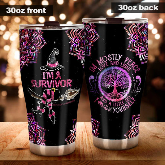 Hologram Witch Survivor - Breast Cancer Awareness Tumbler 0822