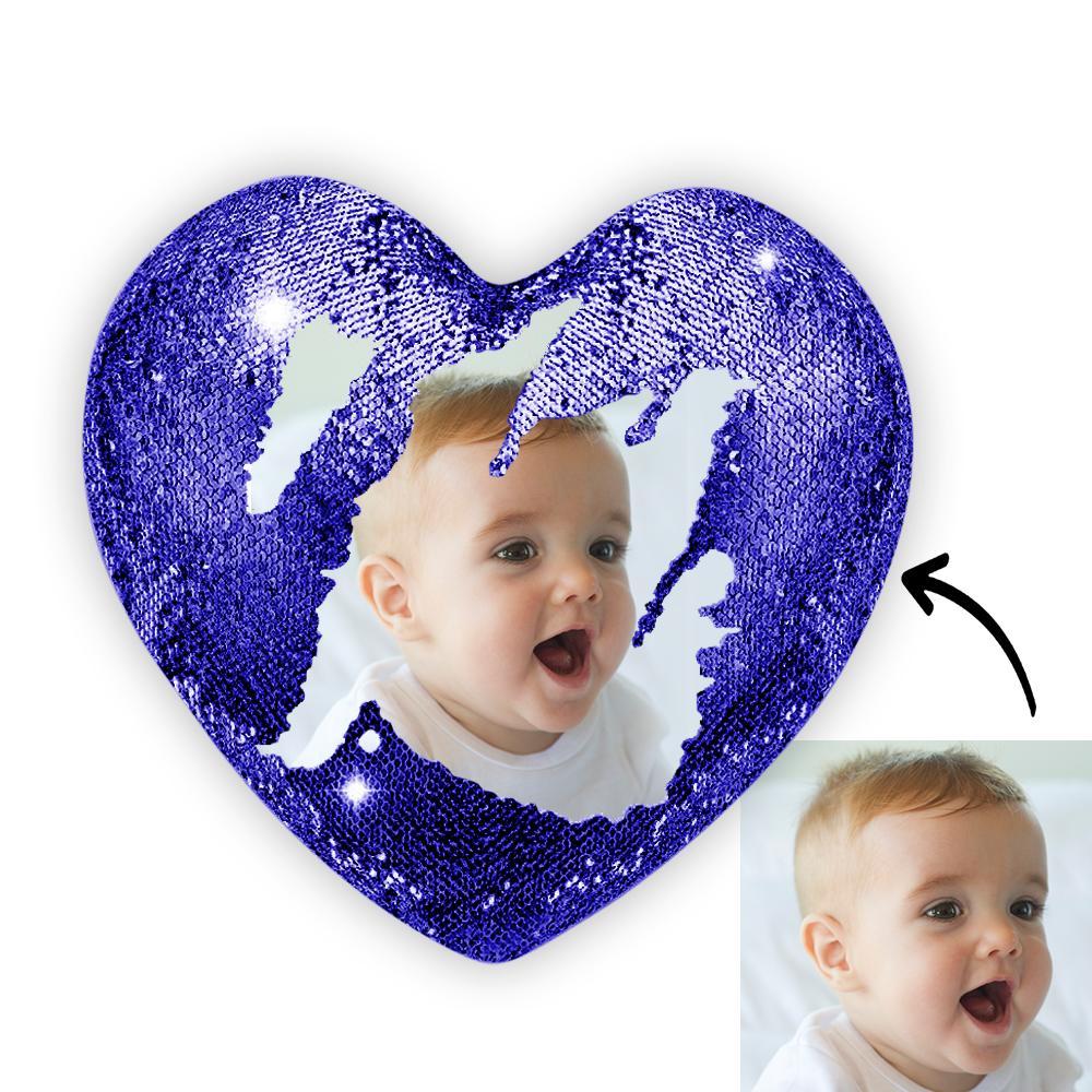 Any Photo - Personalized Couple Heart Magic Sequin Pillow