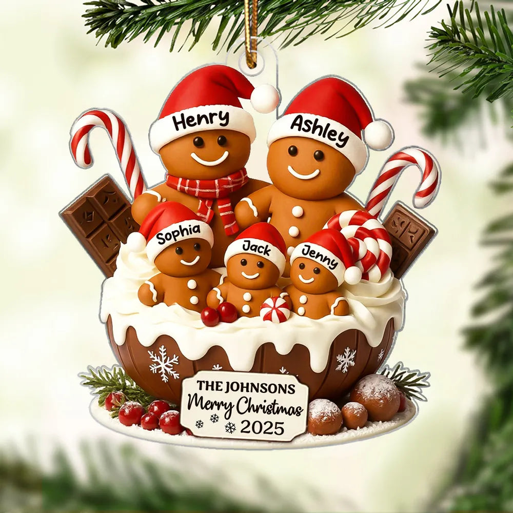 Christmas Gingerbread Family Acrylic Ornament, Personalized Festive Decor with Warm Holiday Vibes, Perfect Gift for Family