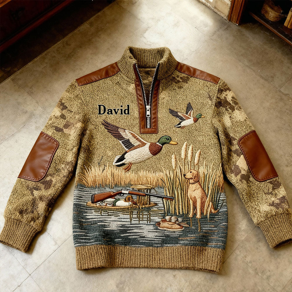 Duck Hunting Season - Personalized Hunting Men Zip-Up Sweatshirt