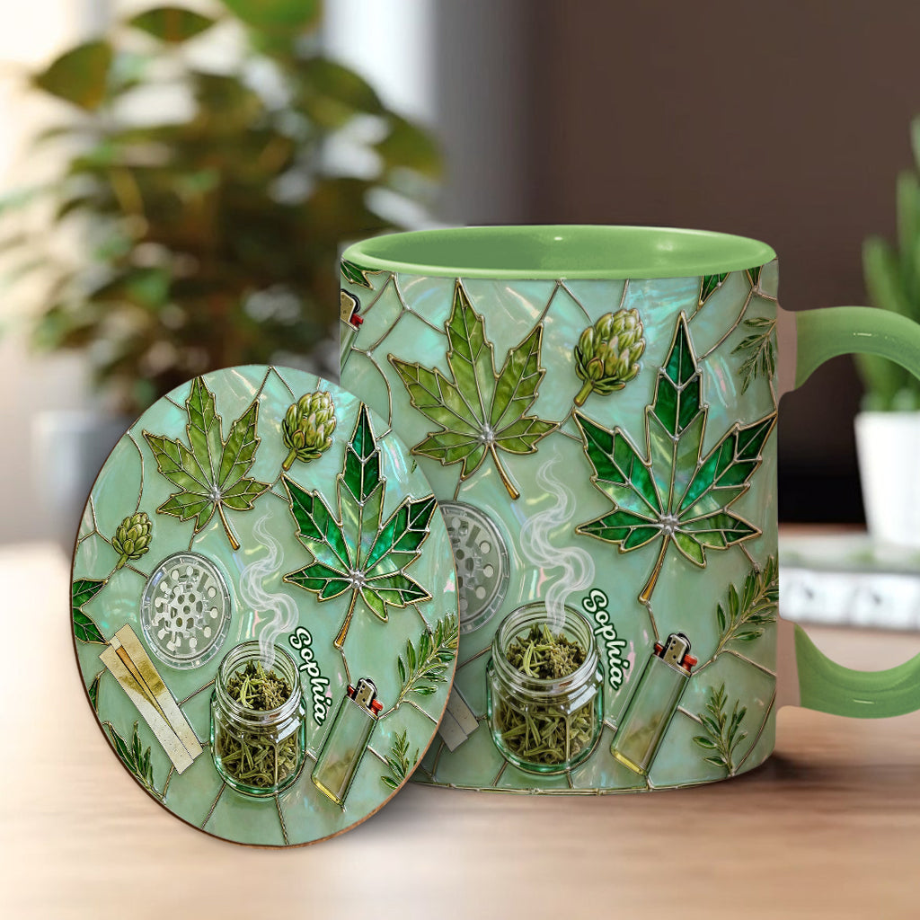 Green Magic Leaf - Personalized Weed Accent Mug & Coaster