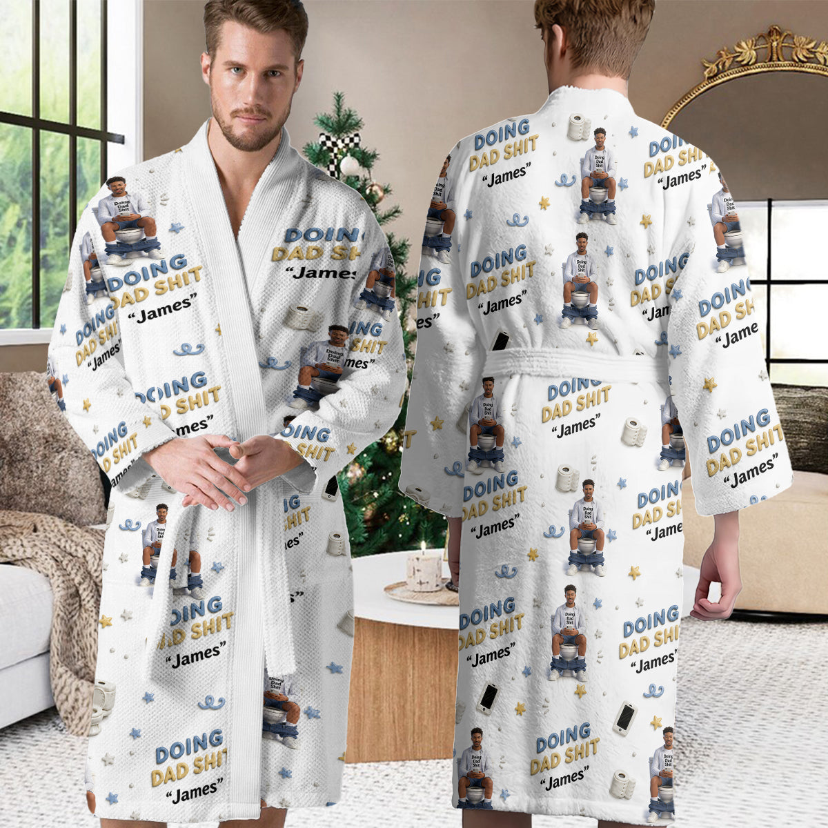 Doing Dad Sh*t - Personalized Father Pajama Kimono Robe