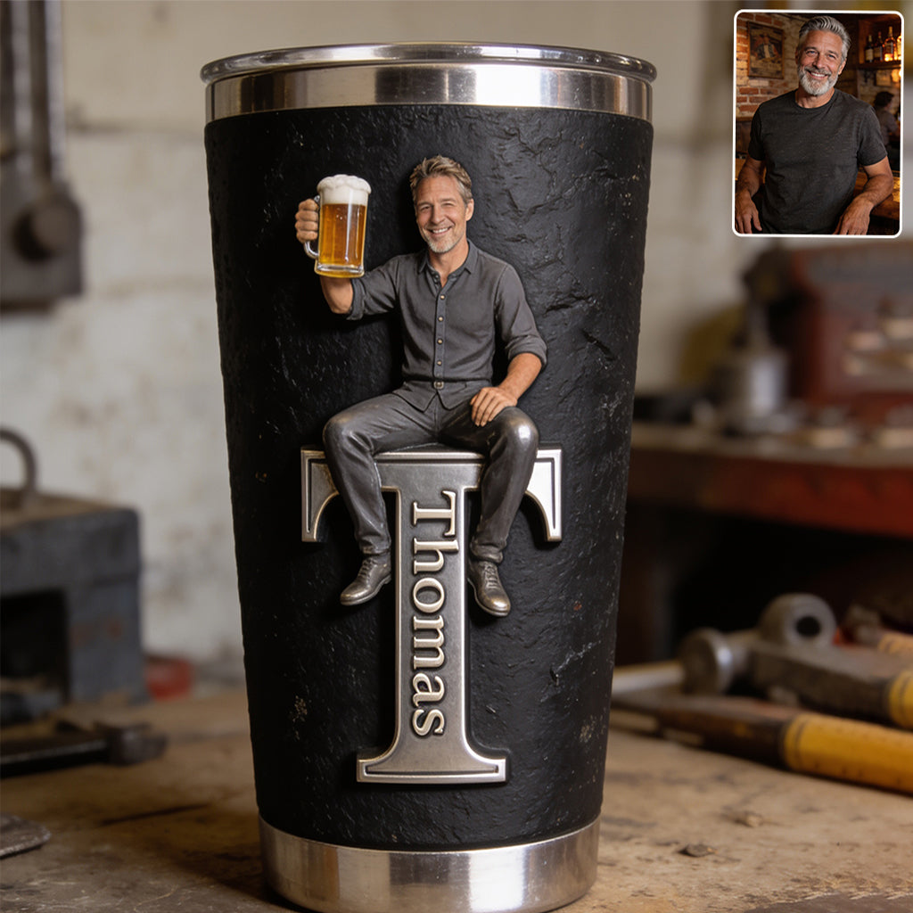 Any Photo, Holding Any Item - Beer, Tools, Fishing Rod... - Personalized Father Tumbler