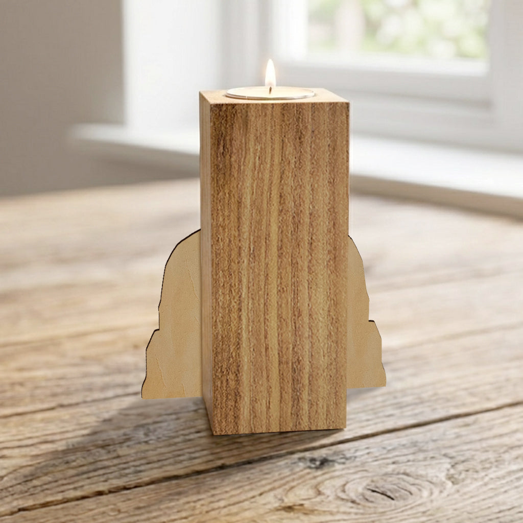 In Loving Memory - Personalized Memorial Custom Shape Wooden Candle Holder