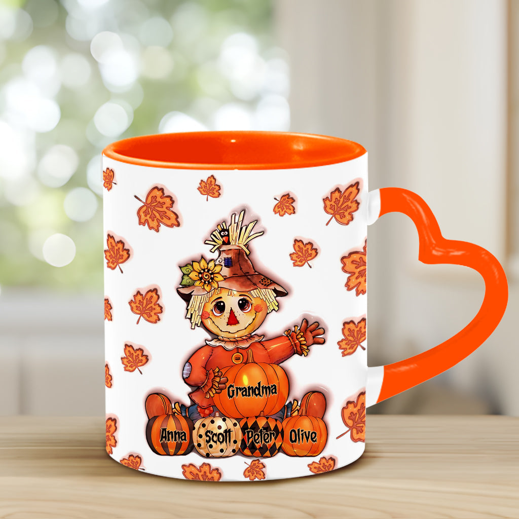Grandma Fall - Personalized Grandma Heart Handle Mug