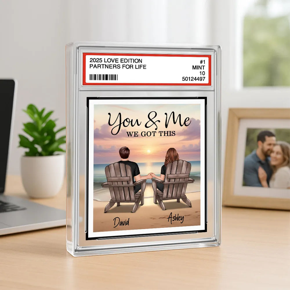 Rectangle Acrylic Block Plaque with Couple Beach Back View Design, High Clarity, Heartwarming Gift for Lovers