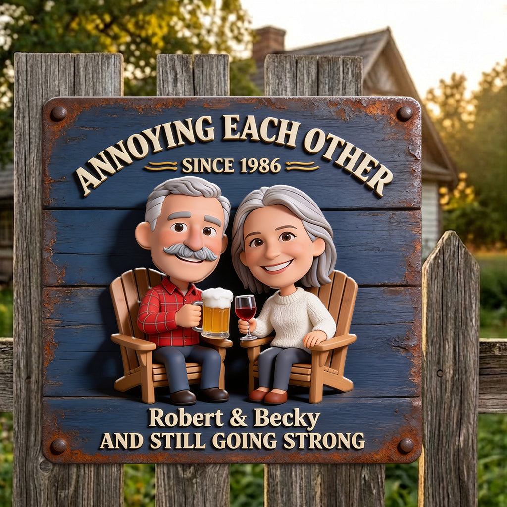 Everlasting Love - Personalized Couple 3D Printed Cut Metal Sign