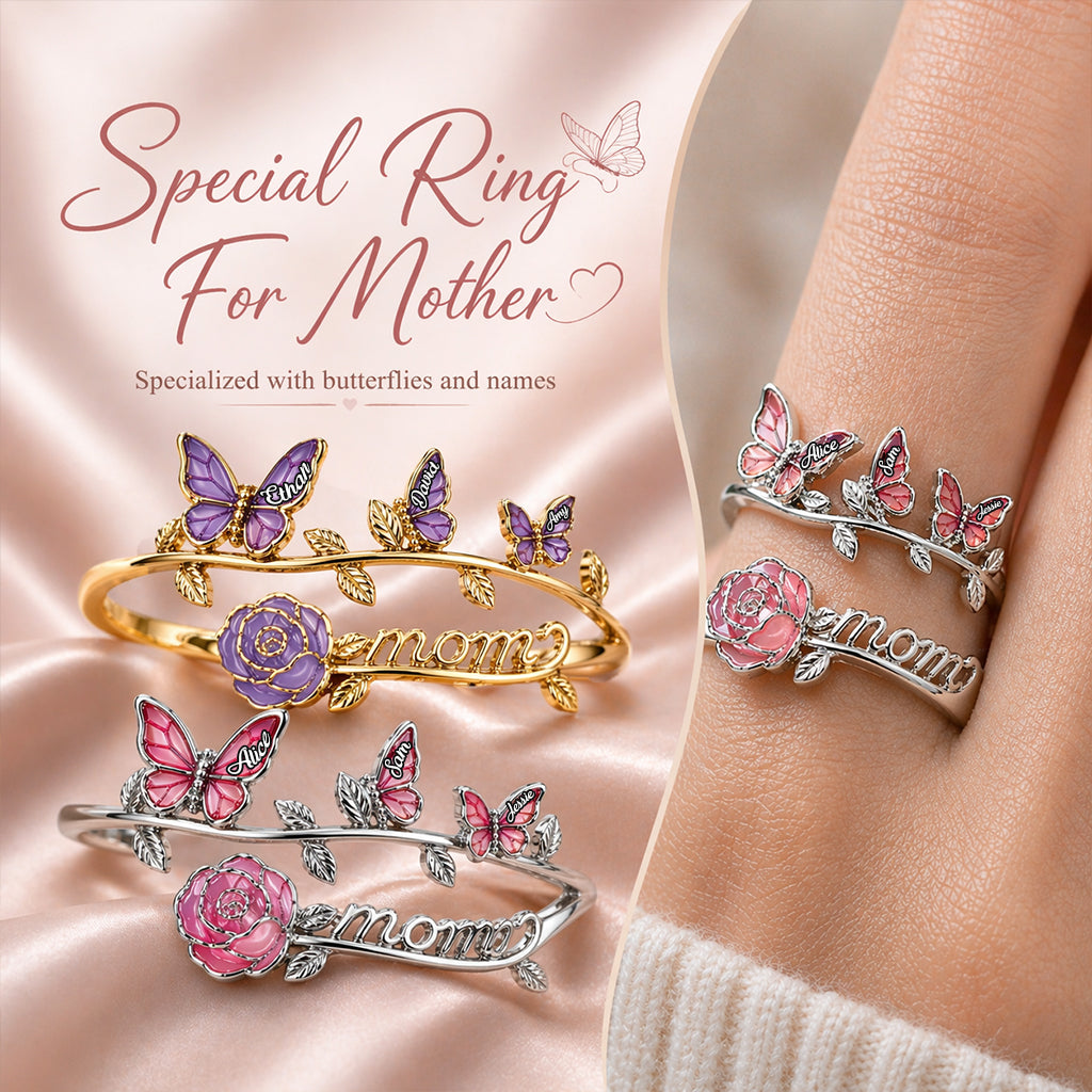 Beautiful Mom Gift - Personalized Mother Adjustable Shaped Ring