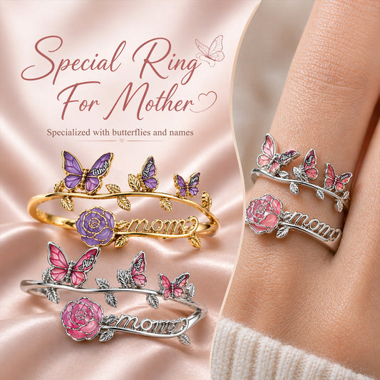 Beautiful Mom Gift - Personalized Mother Adjustable Shaped Ring