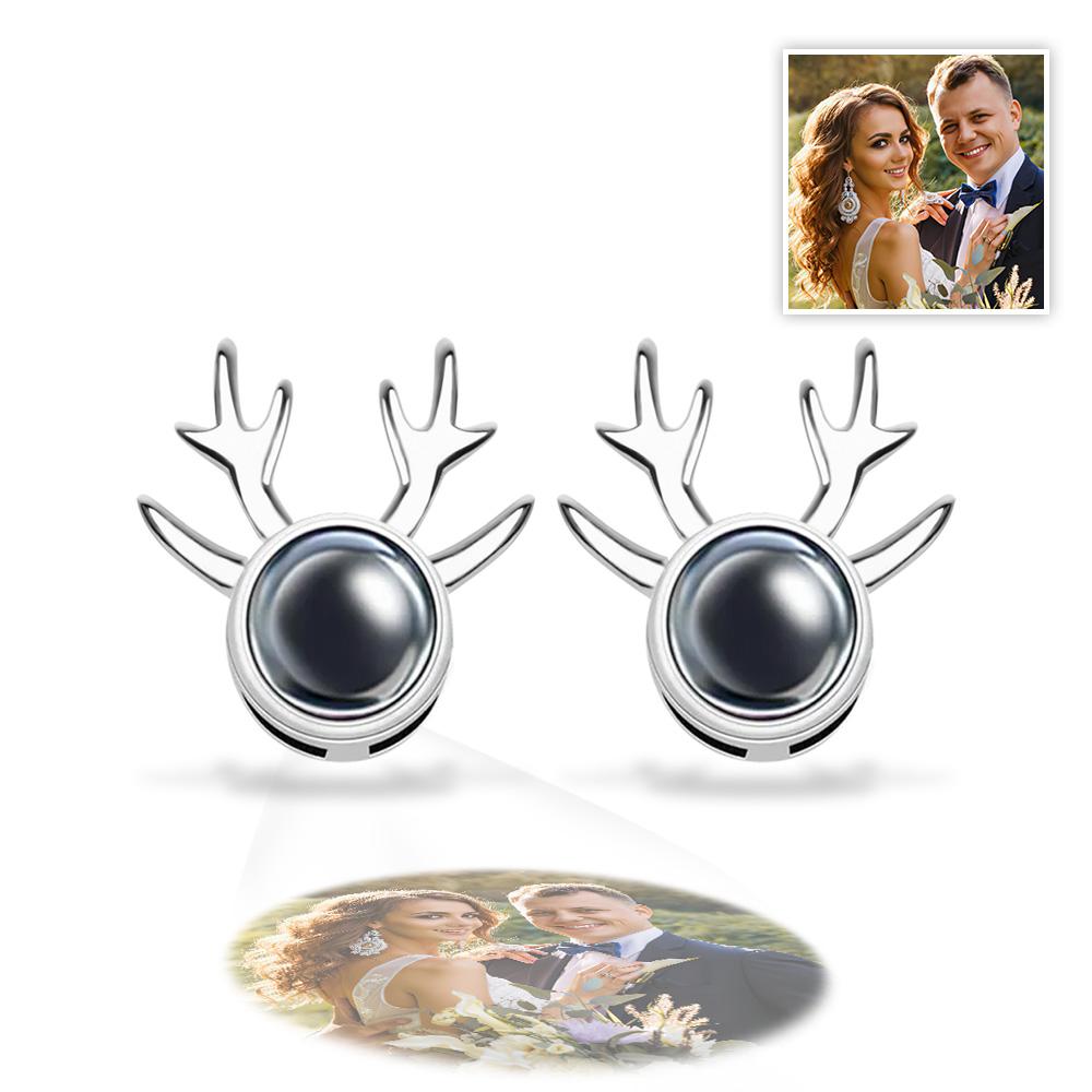 Hunting Life - Personalized Hunting Deer Horn Projection Photo Earring