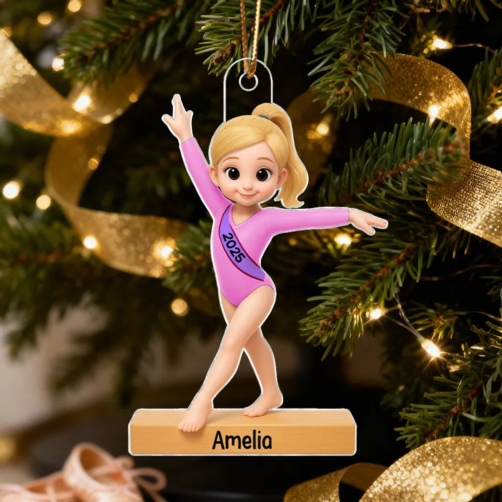 Gymnast Girl Acrylic Ornament – Holiday Keepsake, Perfect Gift for Daughters or Gymnastics Fans