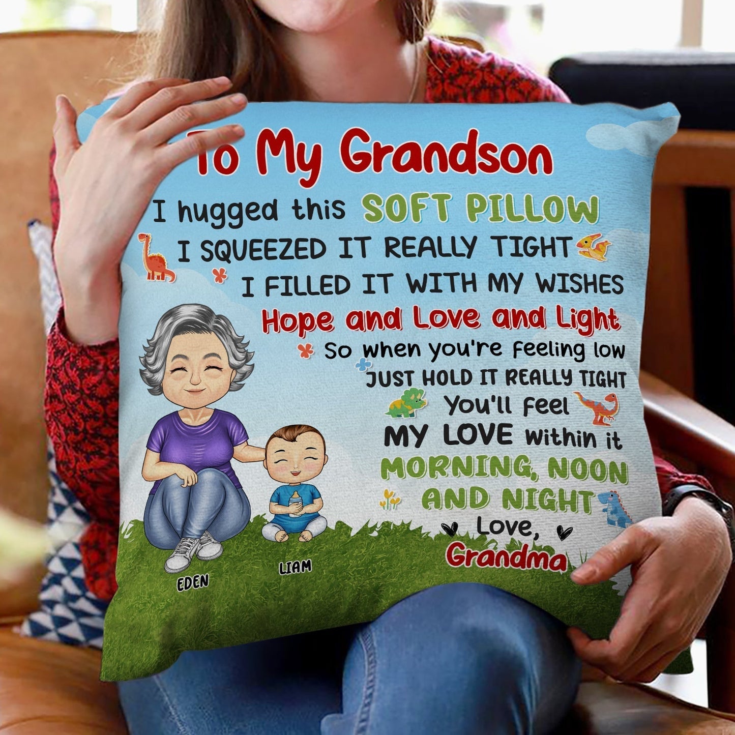 Heartwarming Square Pillow – A Soft Hug Filled with Love and Wishes, Perfect Gift for Kids from Family