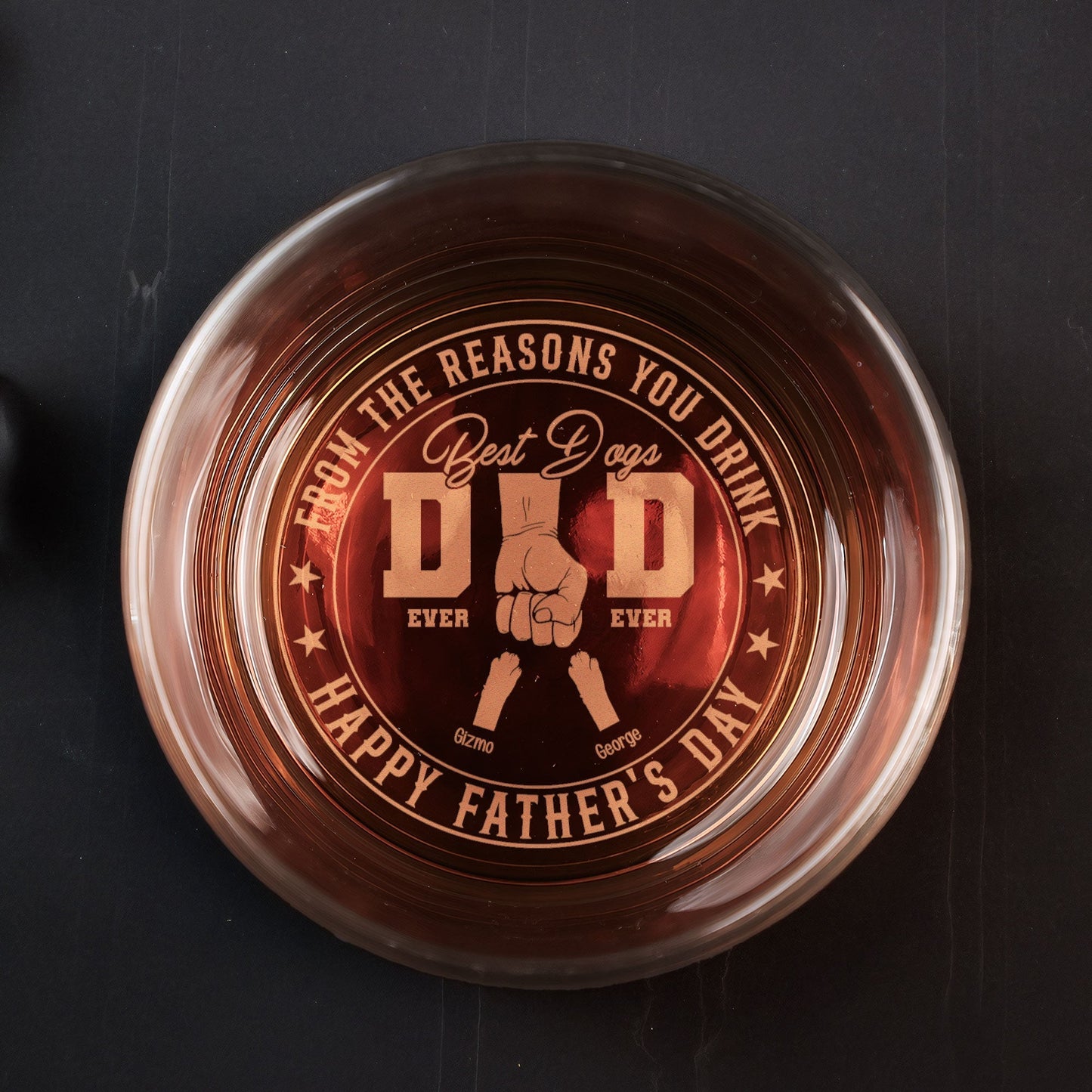 "From the Reasons You Drink" Whiskey Glass – Personalized Pet-Themed Father’s Day Gift for Dog Dads