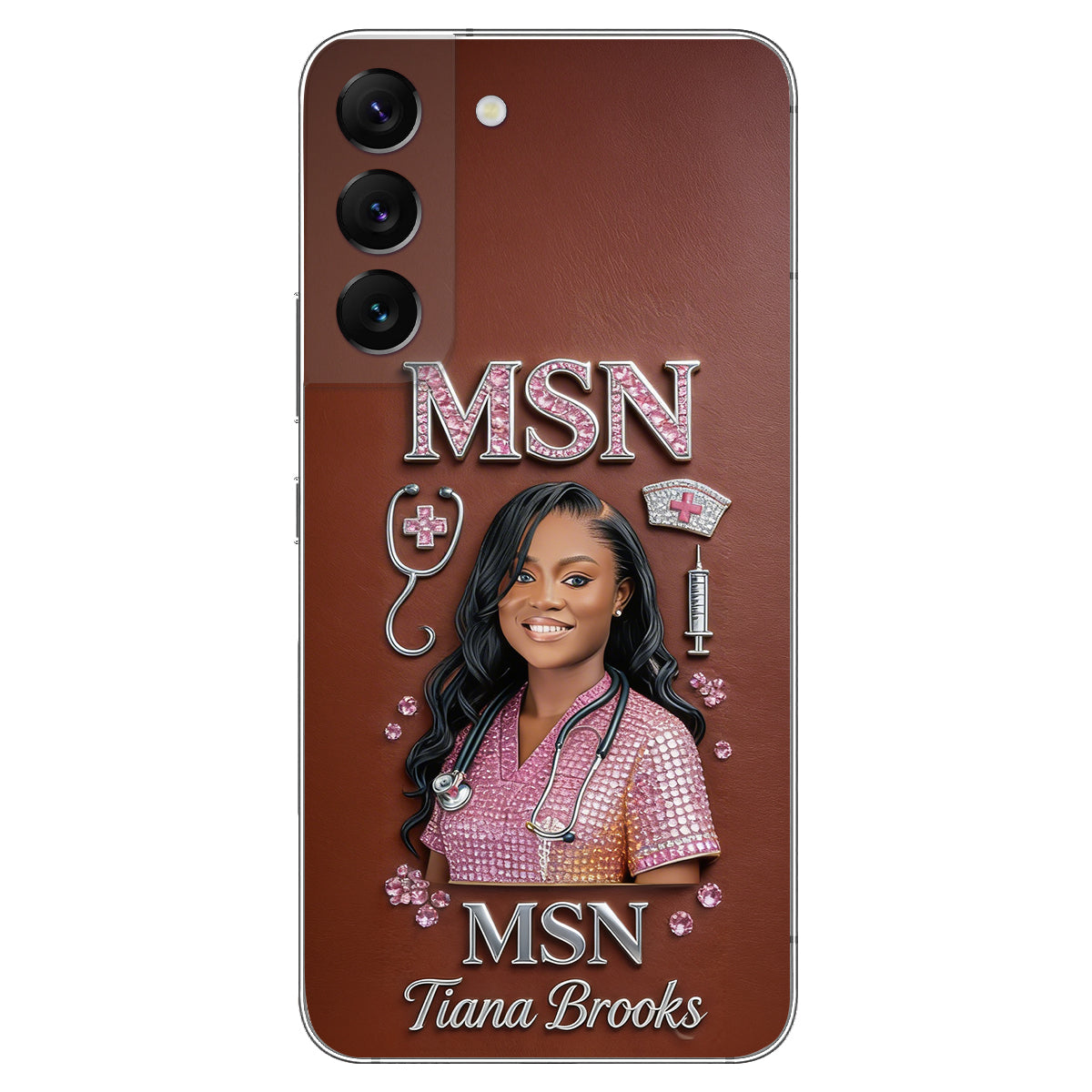 Any Title - Gifts For Nurse, Doctor - Personalized Nurse 3D Embossed Leather Phone Case