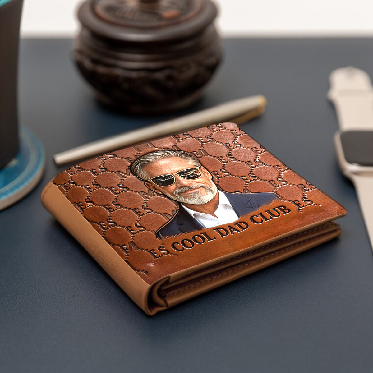 Custom Initial Monogram Gift For Father - Personalized Father Leather Wallet
