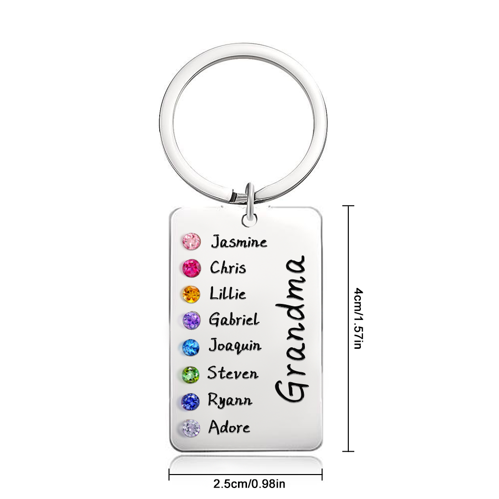 Custom Birthstone For Grandma, Mom - Gift for grandma, mom - Personalized Birthstone Keychain