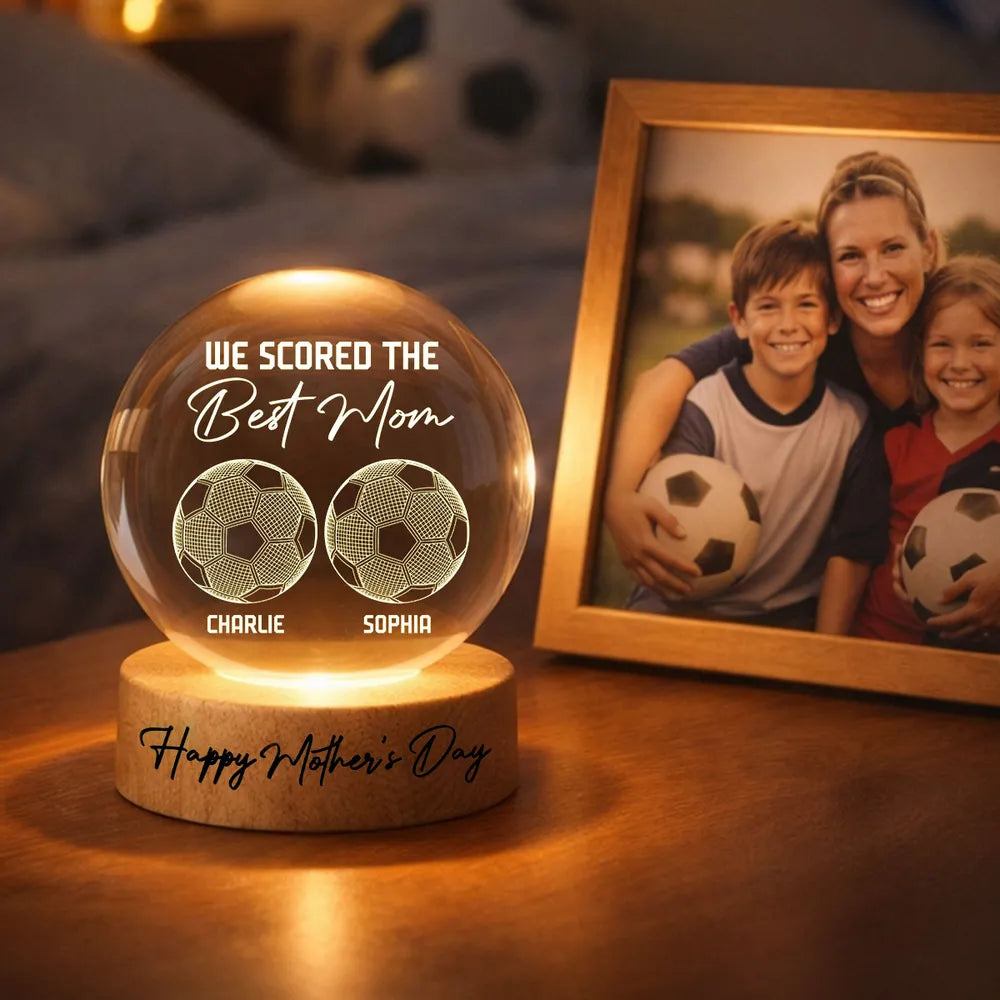 Globe Lamp Soccer Mom Gift with Warm Light and Personalized Look for Desk or Nightstand Unique Creative Gift