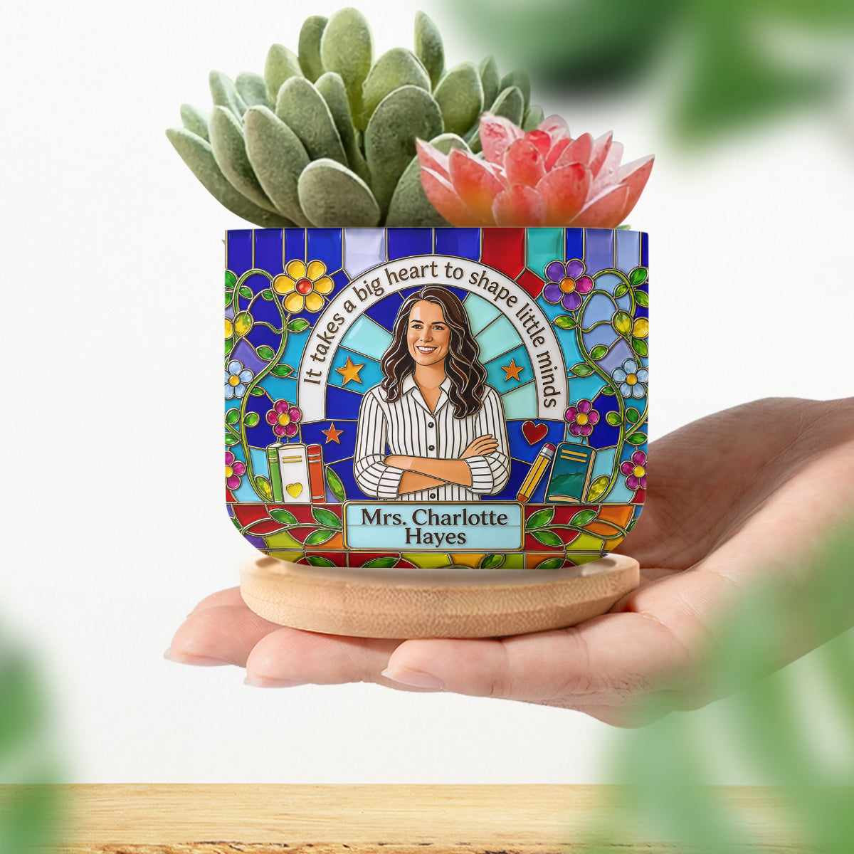 Custom Any Photo - Personalized Teacher Ceramic Plant Pot