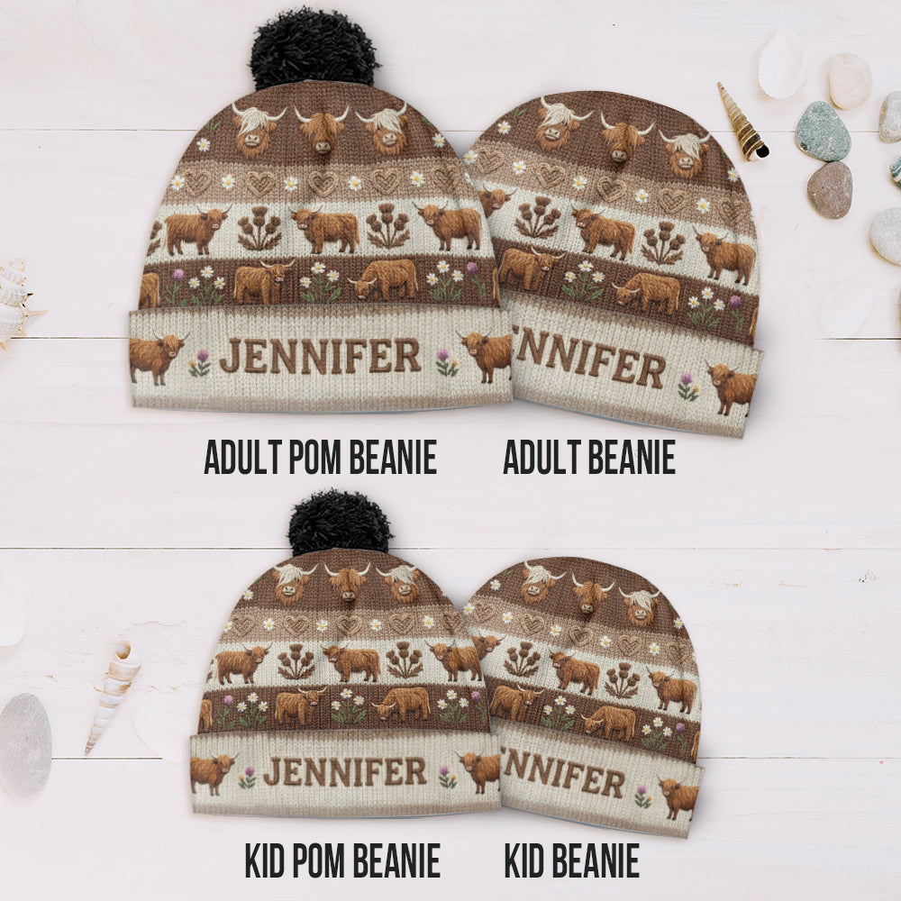 Farm Life - Personalized Highland Cow Beanie Hat