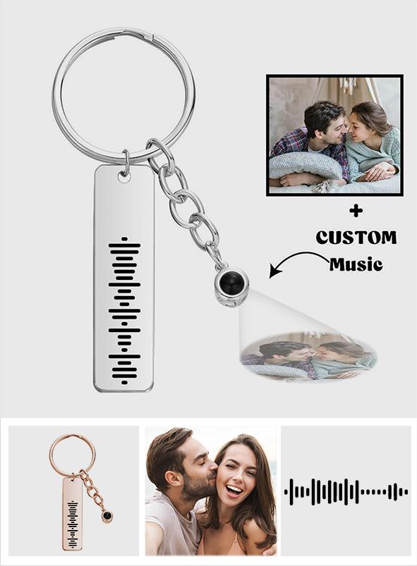 Custom Music Code Projection Music Code Projection Keychain - gift for anyone, who lost a loved one - Personalized Keychain