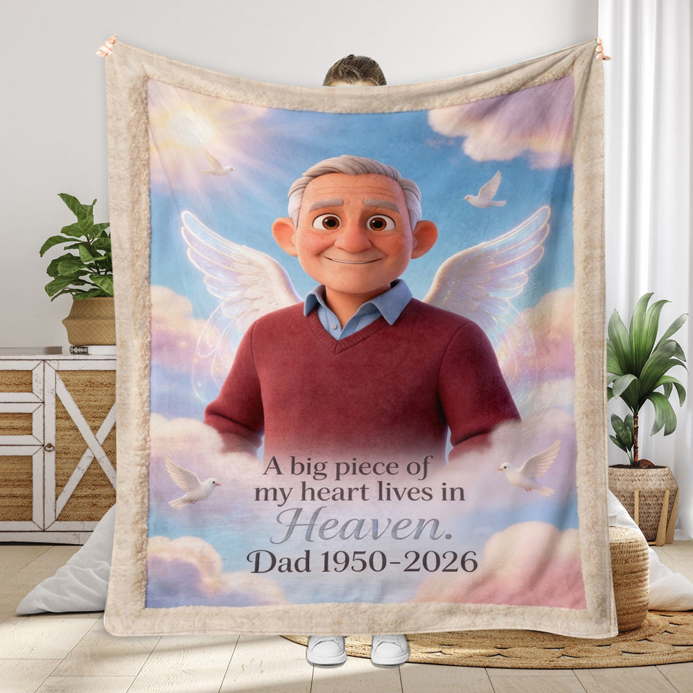 A Piece Of My Heart Lives In Heaven - Personalized Memorial Blanket