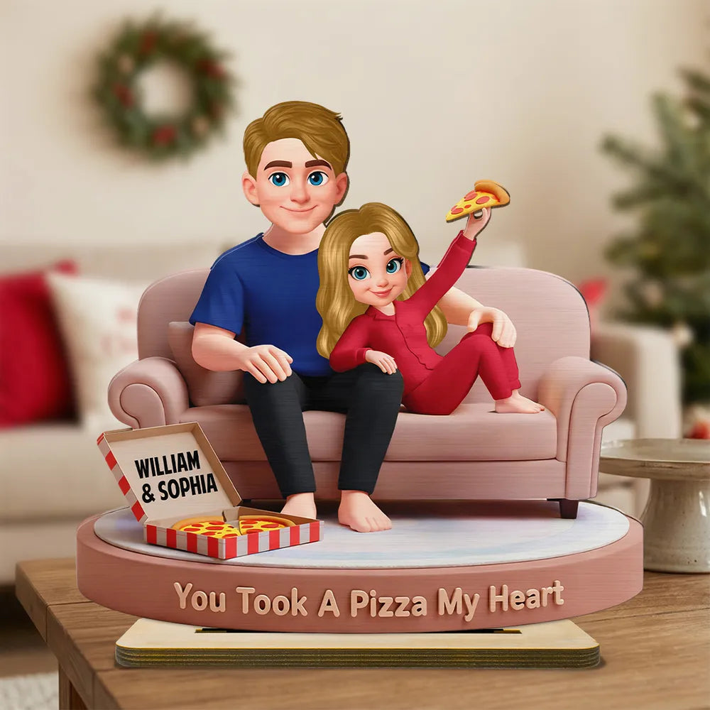 You Took A Pizza My Heart Wooden Plaque - Personalized Cute Couple Home Decor, Funny Romantic Gift