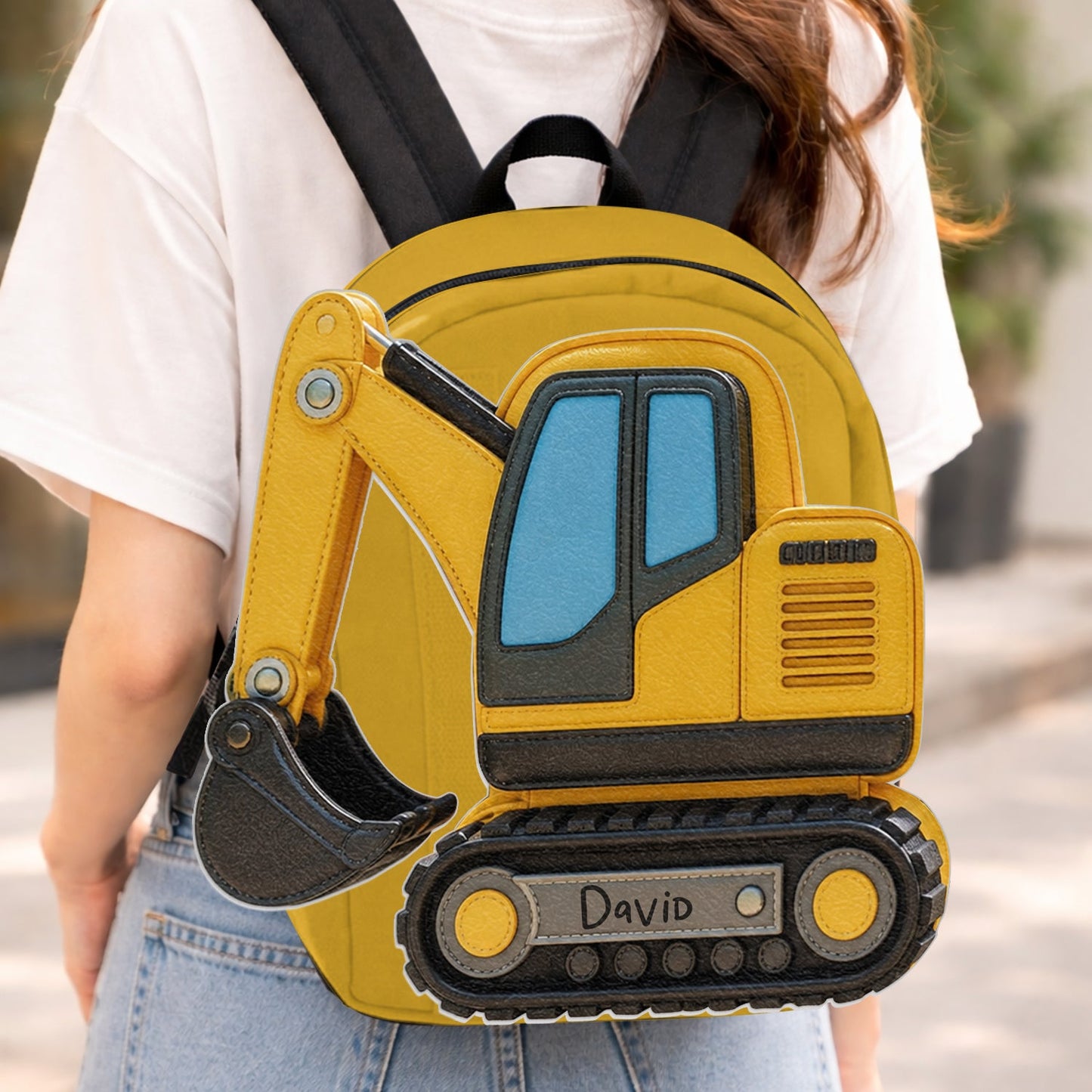 Kids Love Excavator, Unicorn, Capybara, Dinosaur - Personalized Kid Changeable Leather Patch Backpack