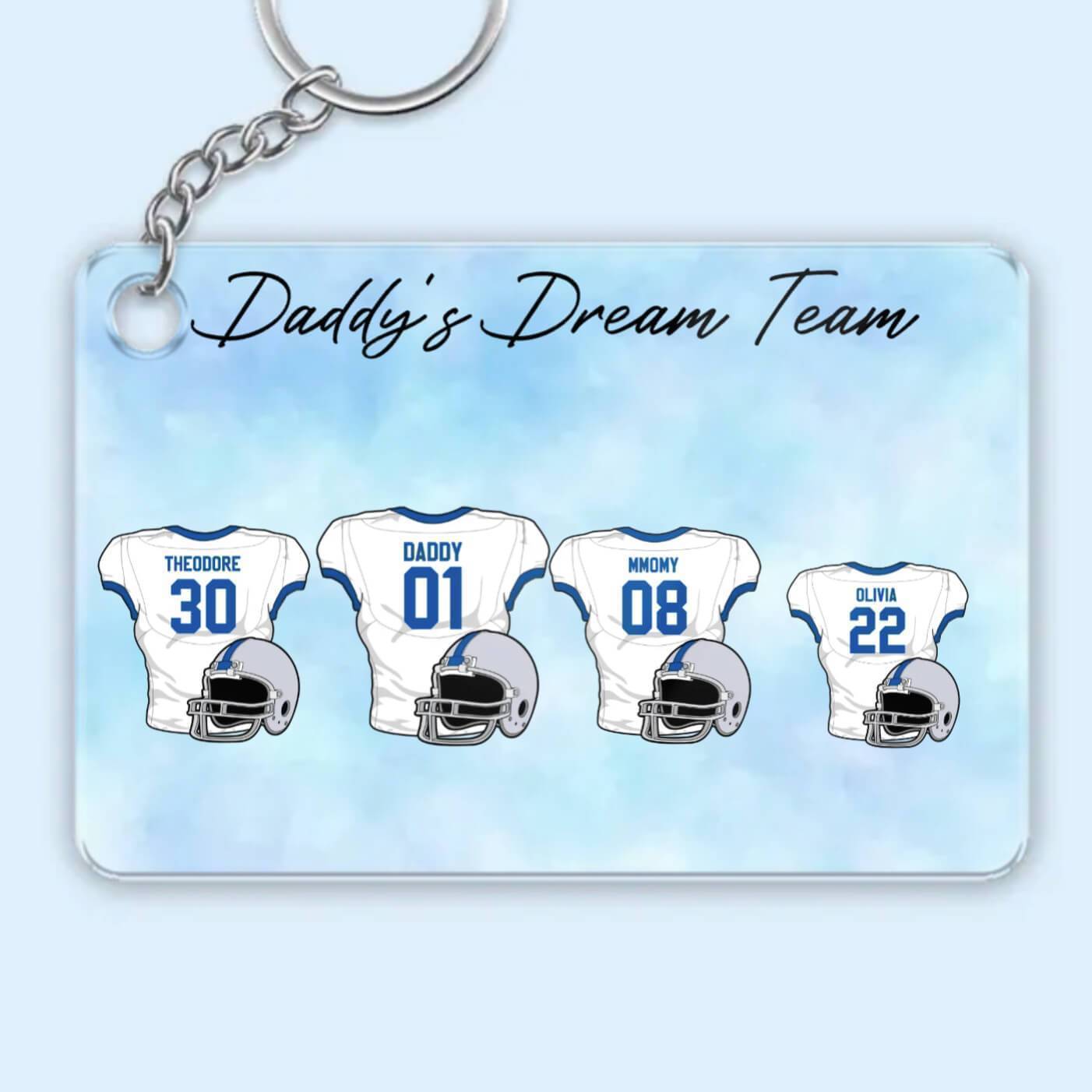 Daddy's Dream Team American Football Personalized Poster or Canvas, Perfect Father's Day Gift for Dad, Grandpa, Husband