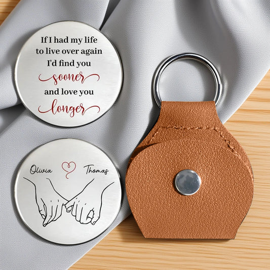 Personalized Pocket Hug With Custom Message and Couple Handholding Sketch Unique Romantic Gift for Him or Her