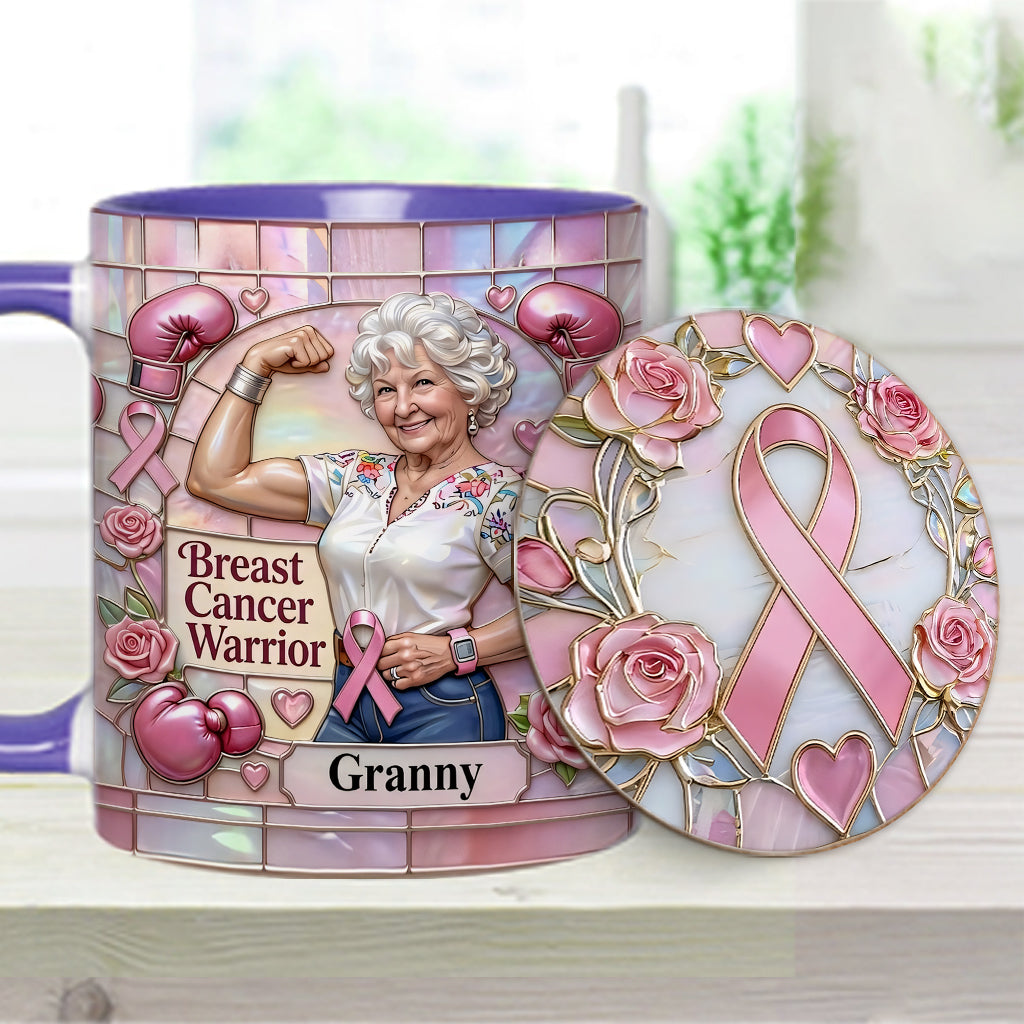 I'm A Warrior - Personalized Breast Cancer Awareness Accent Mug & Coaster