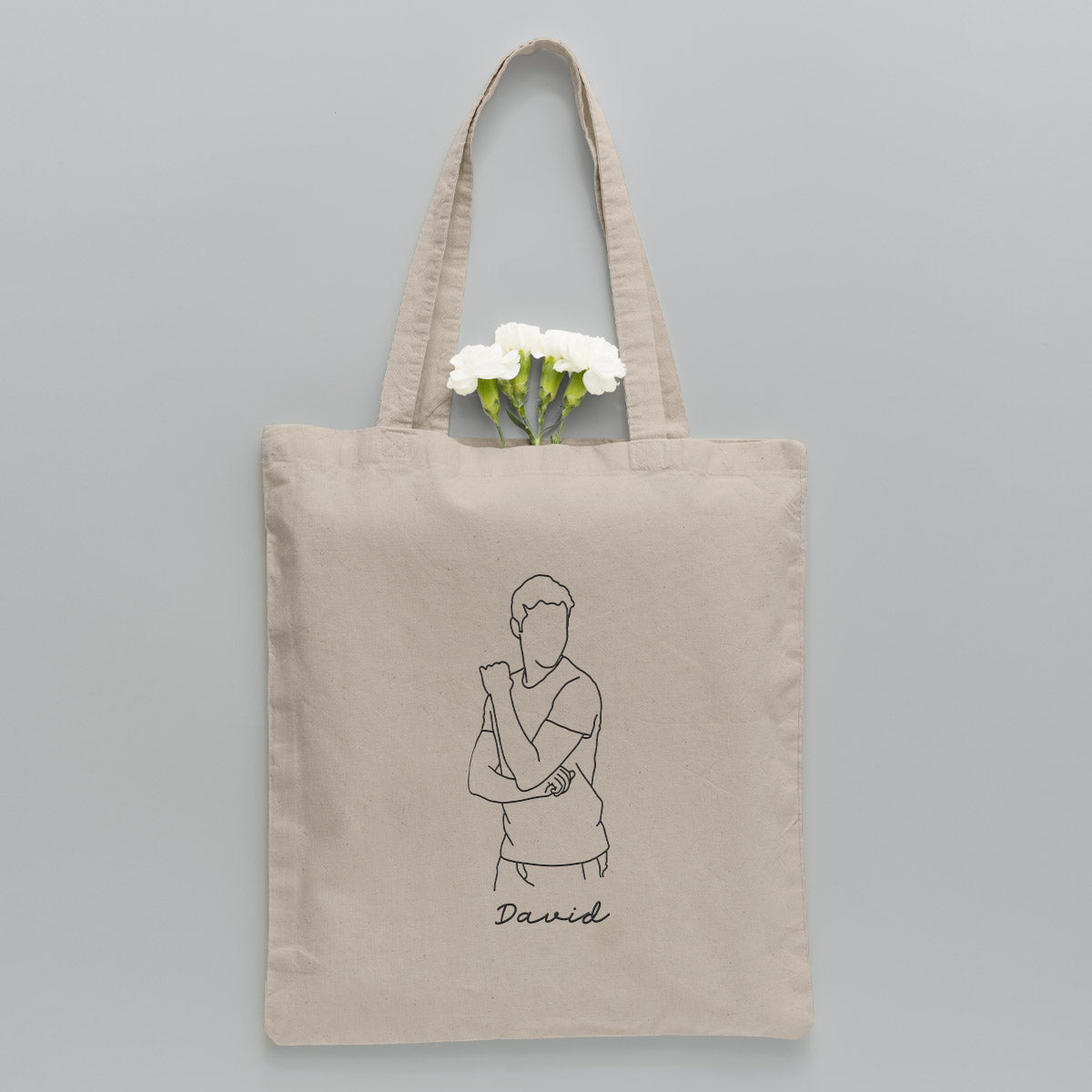 Custom Photo Line Art - Personalized grandson Embroidered Tote Bag