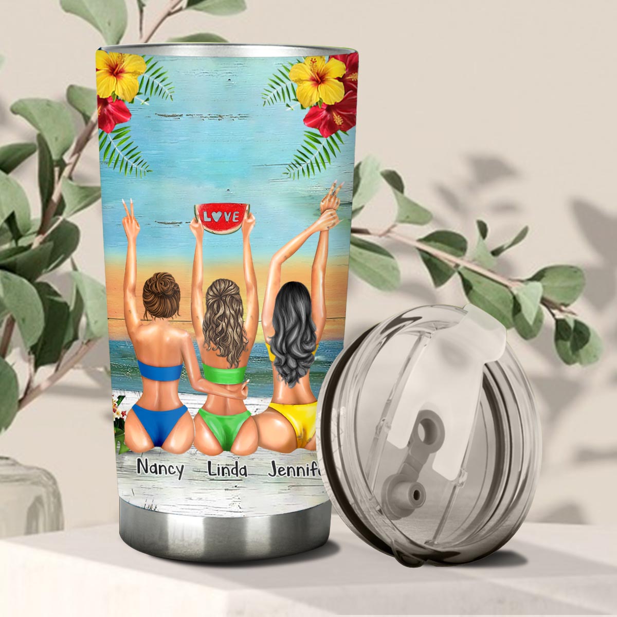 I Love You To The Beach And Back - Bestie gift for sister - Personalized Tumbler