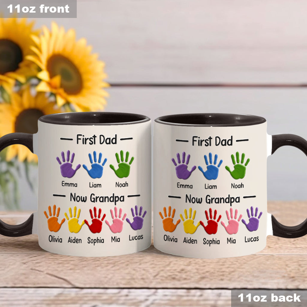 First Dad, Now Grandpa - Personalized Grandpa Accent Mug With Gift Box