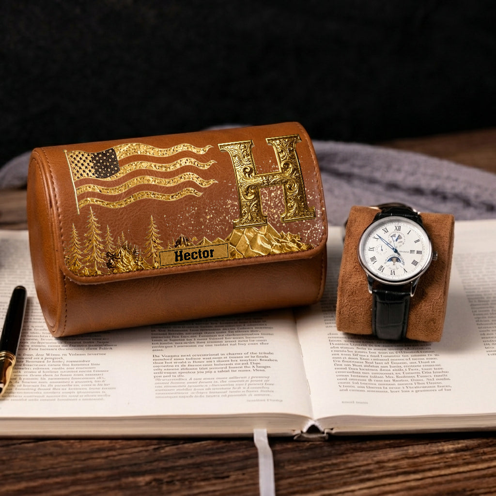 Initial Alphabet - Personalized Luxury Leather Watch Case
