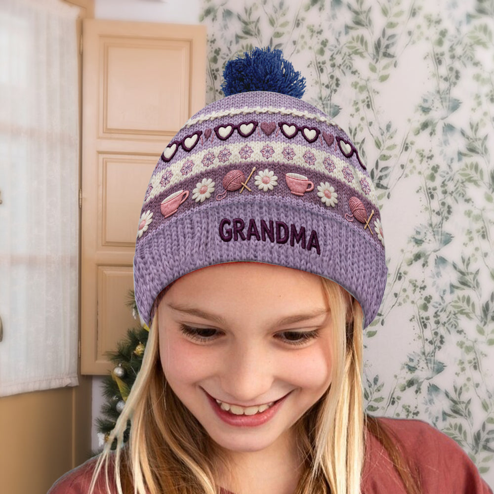 Grandma Mom - Personalized Grandma Beanie Hat