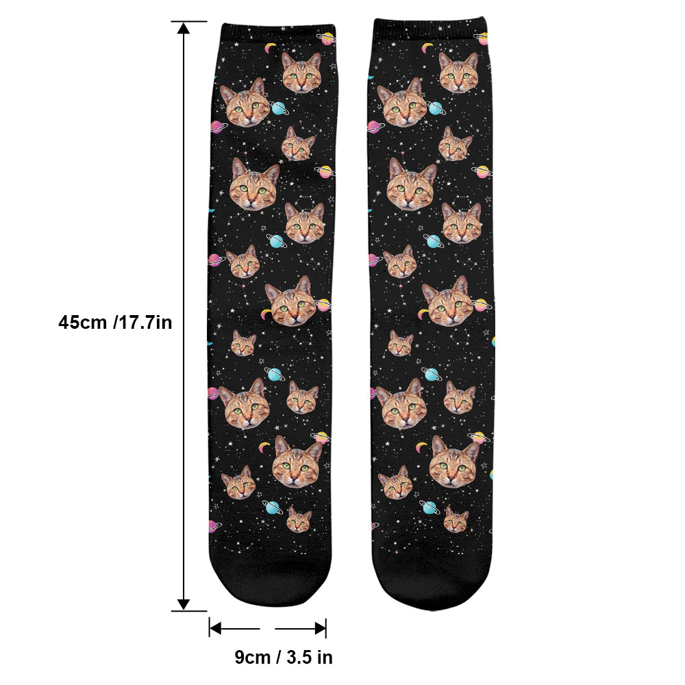 Custom Face Galaxy - Personalized Cat Socks