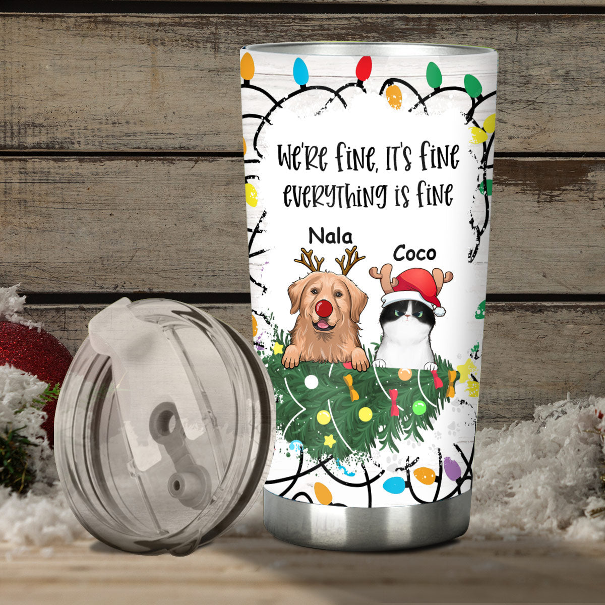 It's Fine I'm Fine Everything is Fine - Personalized Dog Tumbler