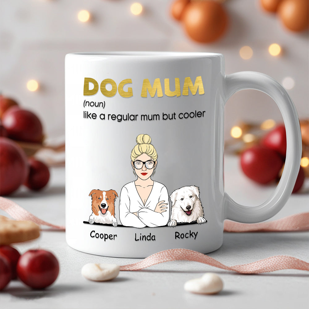 Custom Dog Mum Mug – 'Like a Regular Mum But Cooler' Personalized Ceramic Coffee Mug – Ideal Gift for Dog Mums