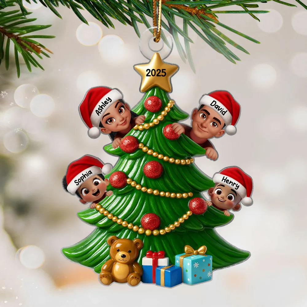 Christmas Tree Family Acrylic Ornament – Custom Christmas Decoration for Family