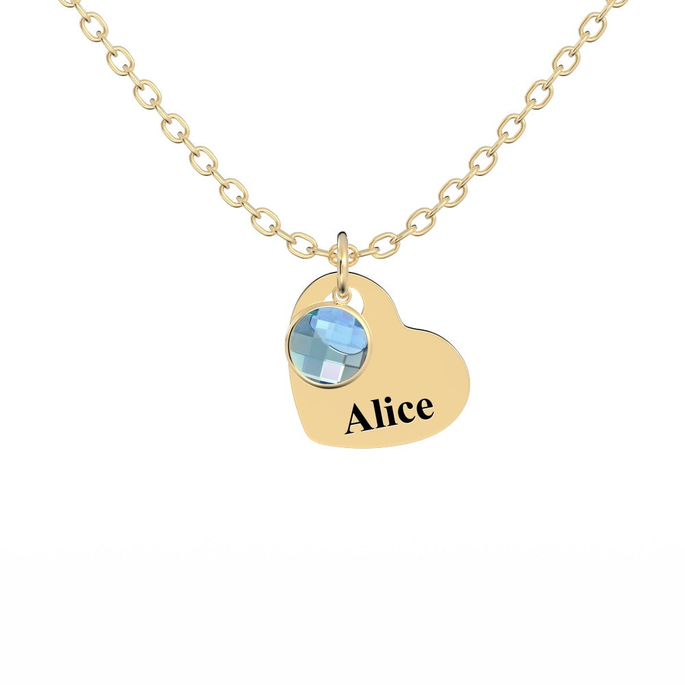 All Members - Personalized Family Heart Pendant Necklace with Birthstones