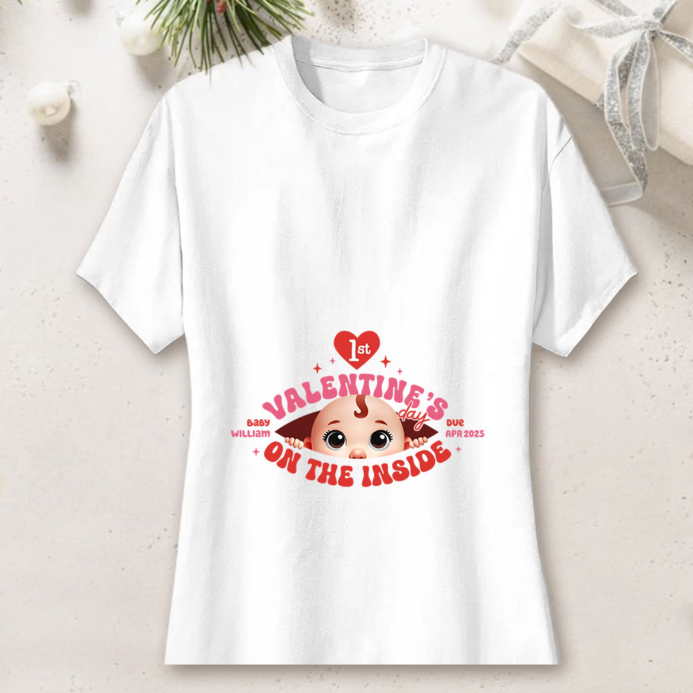 Valentine’s Day Maternity Shirt – Customizable “Baby Is Coming” Classic Tee & Women’s Tee for Expecting Moms