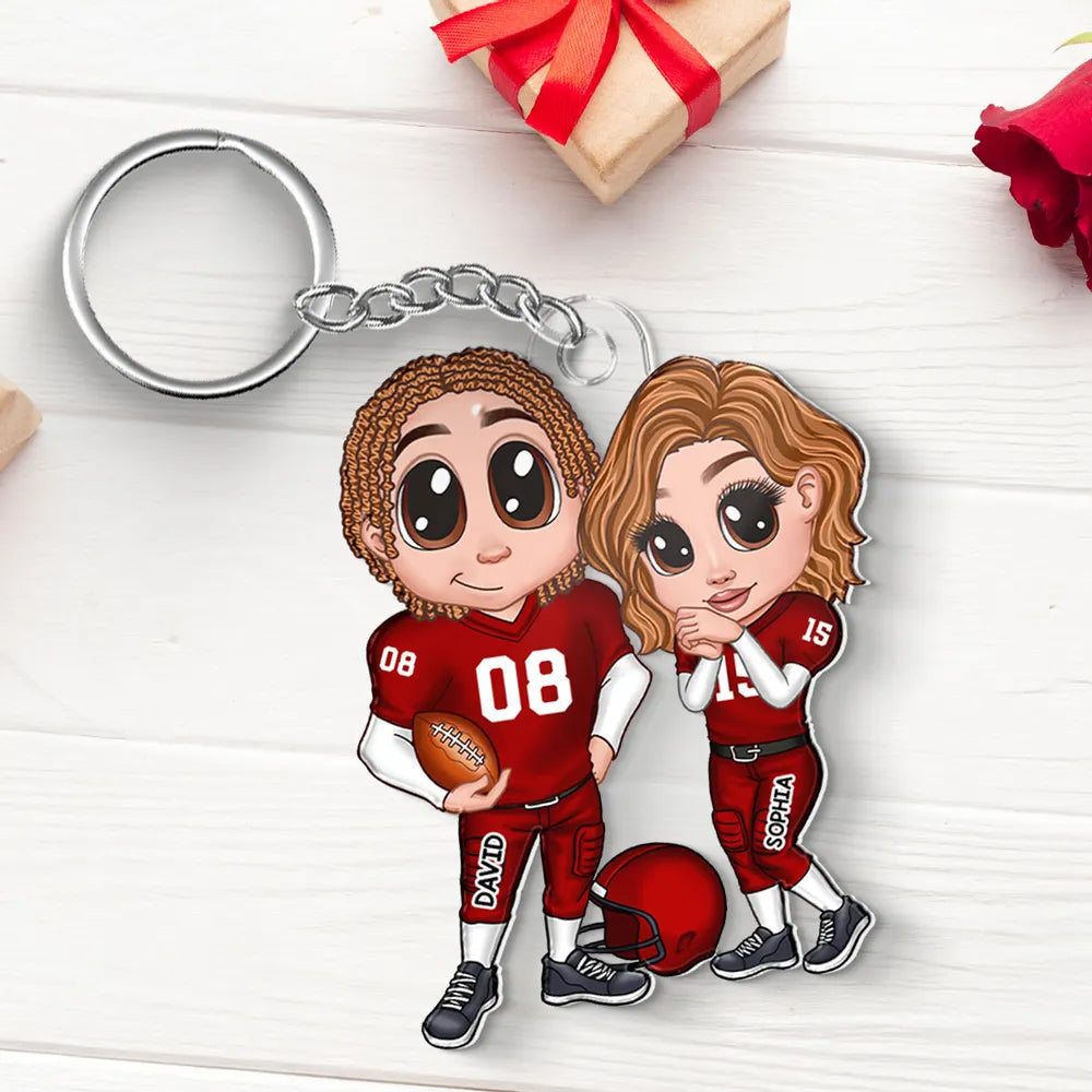 You’re My End-Zone Football Couple Acrylic Keychain – Y2K Style Personalized Gift