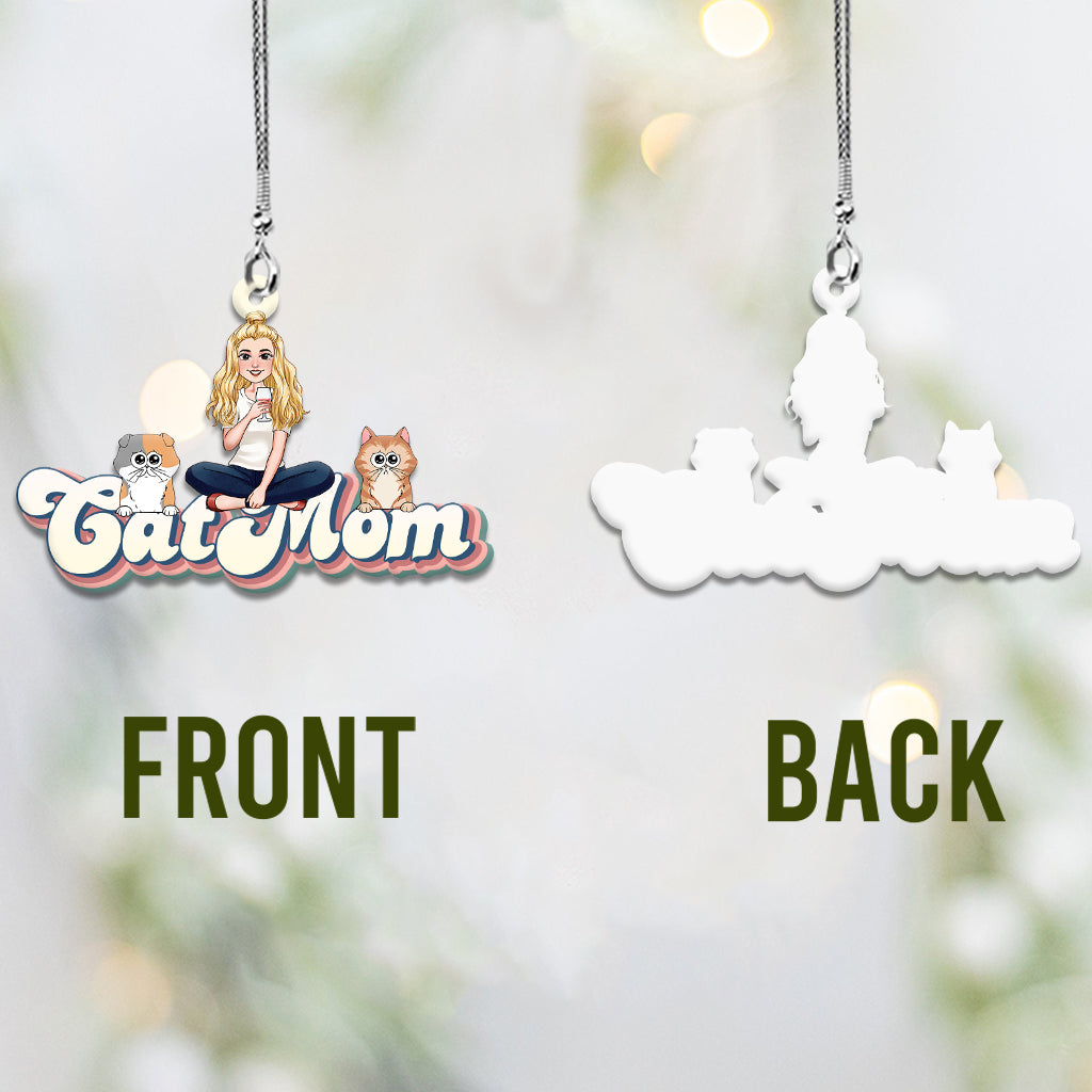 Cat Mom Dog Mom Cat Dad Dog Dad Pet Lover - Personalized Cat Car Ornament