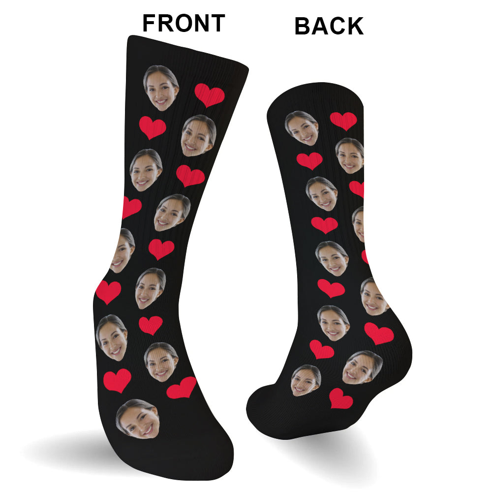 Custom Face Heart Pattern - Personalized Step Mom Socks
